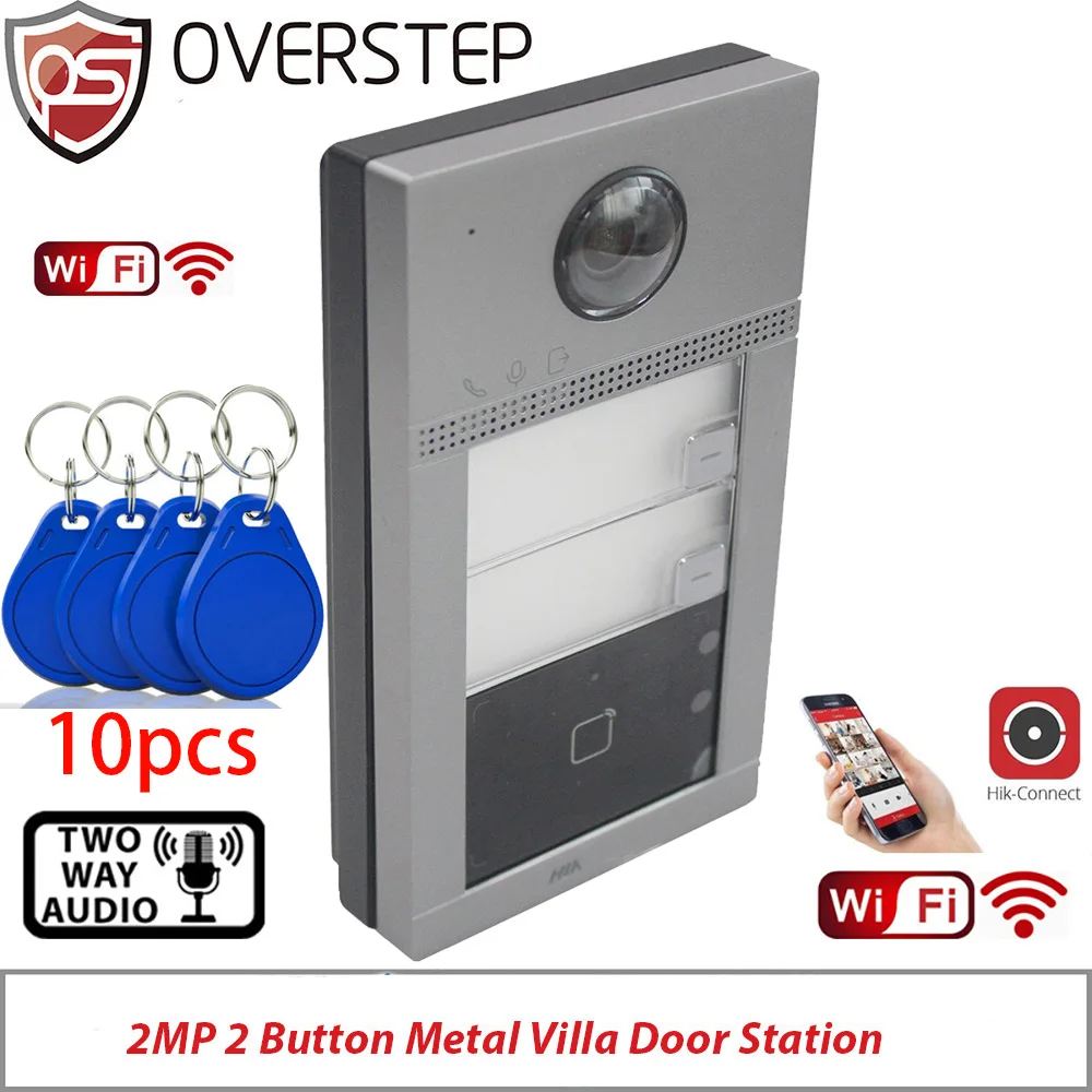 Mutil Language Wifi 2 Pulsanti Metal Villa Door Station Poe Lettore Di Schede Mifare Interno 2Mp Videocitofono Wifi Ds-Kv8213-Wme1