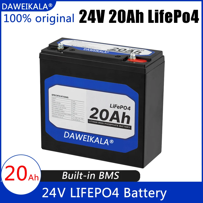 Batteria Al Litio Ferro Fosfato 24V 20Ah Lifepo4 Batteria Bms Lifepo4 Integrata Per Sistema Di Energia Solare Motore A Traina Rv House