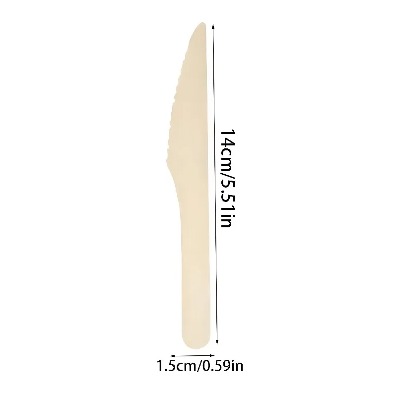 Disposable Wooden Knife Restaurant Household Kitchen Outdoor Picnic Dessert Cake Pizza Fast Food Biodegradable Knife 50PCS