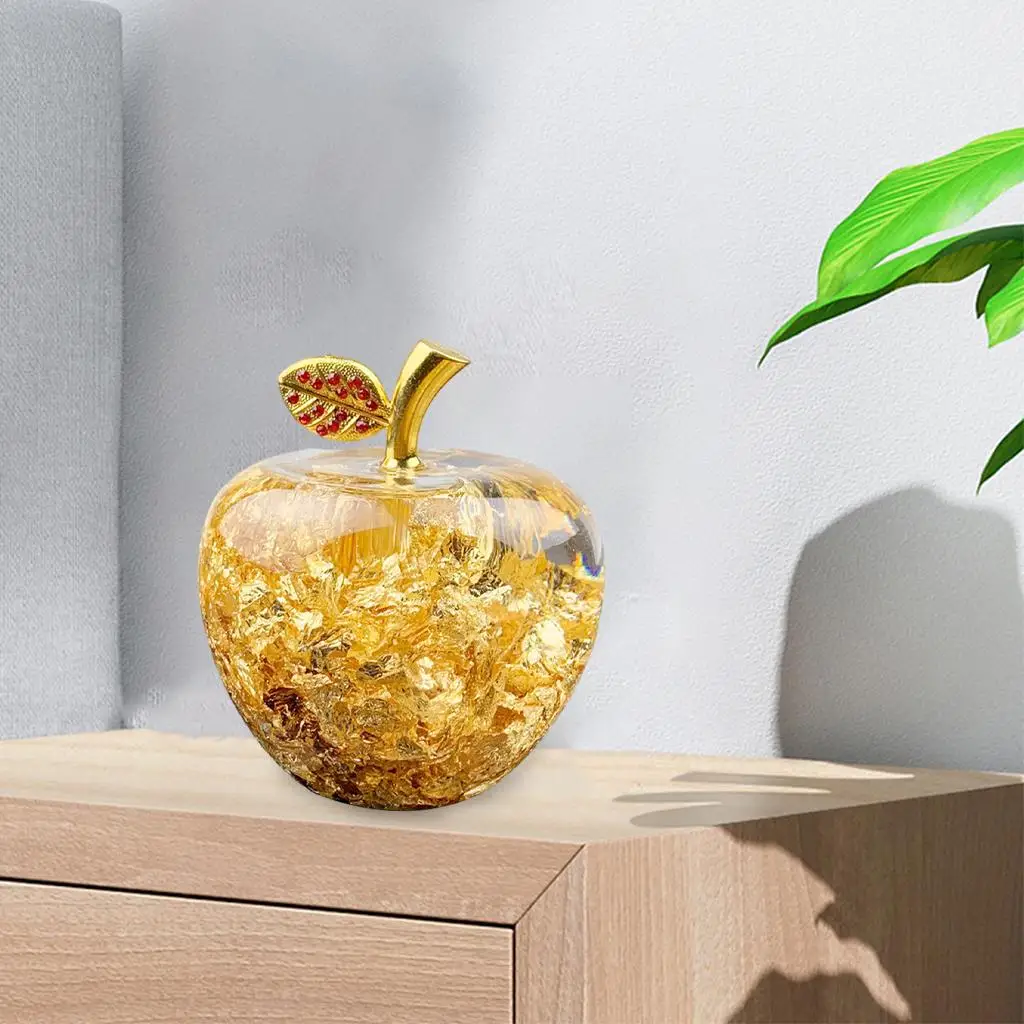 Gold Apple Figurines Statue Sculpture Creative Ornament For Christmas