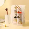 Transparent Frosted Oblique Insertion Pen Holder Simpl Desktop Organizer Multifunctional Stationery Makeup Brush Storage Bucket 5