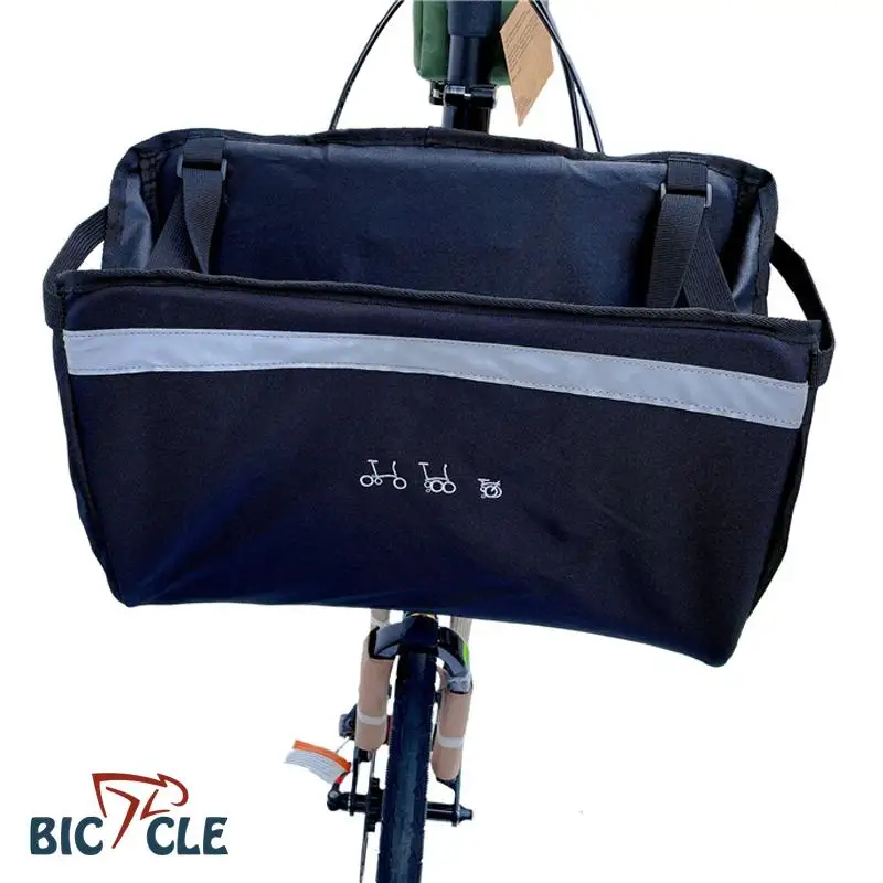 Bolsa de almacenamiento frontal con soporte, bolsa de almacenamiento frontal Original, bolsa de cesta de verduras y soporte interno, para bicicleta plegable Brompton