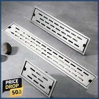 สแตนเลส 304, ท่อระบายน้ําชั้นทรงสี่เหลี่ยม, ท่อระบายน้ําขนาดใหญ่ป้องกันกลิ่นแถบยาวสําหรับห้องอาบน้ํา 2