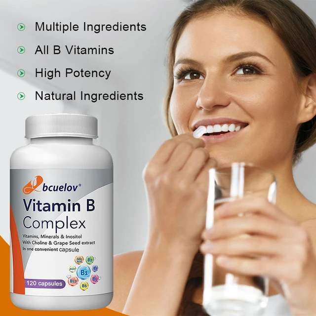 1601-48bac9.jpg Vitamin B Complex with Folic Acid, Supports Healthy Energy Metabolism, Immunity, Heart Health, 120 Capsules