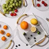 Acrylic Clear Round Serving Tray Bathroom Vanity Tray Decorative Tray With Golden Handle For Coffee Table Office 5