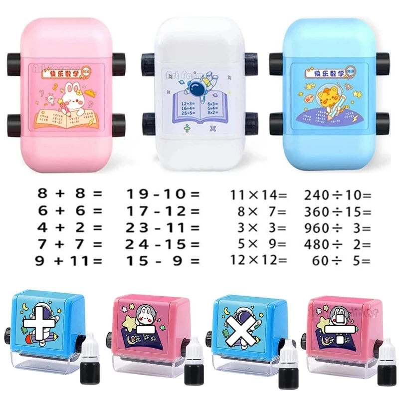 Math Stamp Roller Addizione Sottrazione Divisione Di Propagazione Pratica Operazione Matematica Digitale Forniture Per L'Insegnamento Del Timbro