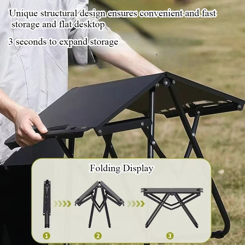 Multi Functional Outdoor Folding Table for Self Driving and Hiking Convenient Metal Small Table Can Be Spliced To Hang Items