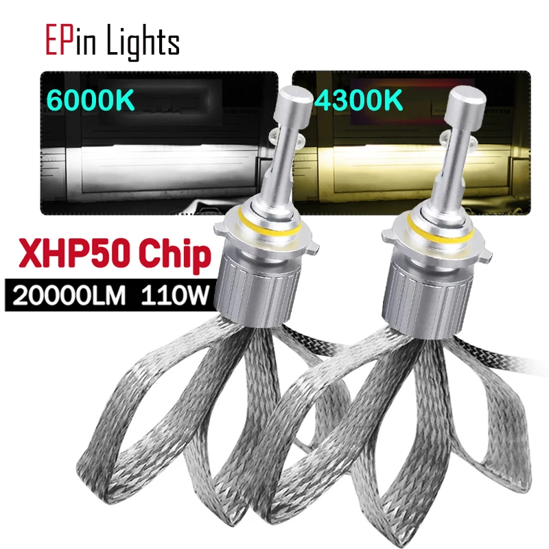 2Pcs Faro Dell'Automobile H4 Led H1 H7 9005 9012 Canbus 6000K 4300K Xhp50 Chip 20000Lm H3 H8 H11 9006 881 Led Auto Faro Nebbia Luci