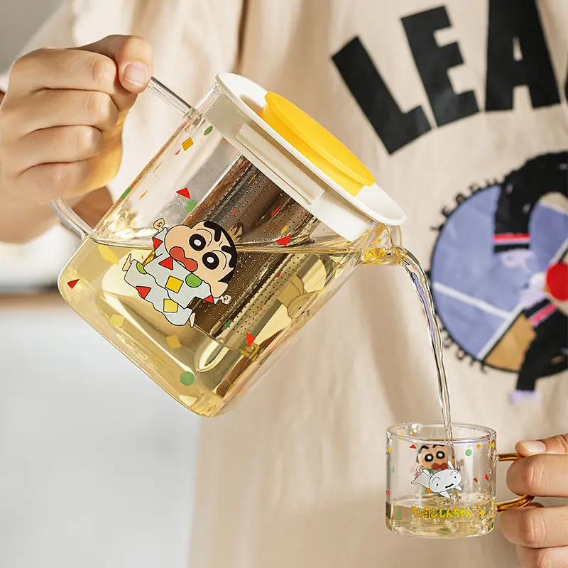 

Kawaii Crayon Shin-Chan Japanese-Style Cartoon High Capacity Glass Teapot Household Use High Temperature Resistance Water Cup