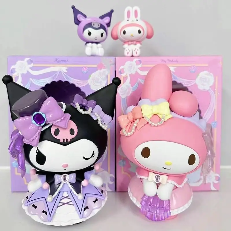 Genuine Miniso Sanrio Kawaii Kuromi My Melody Cartoon Character Rose Flower Series Pvc Desktop Decoration Christmas Birthday Gif