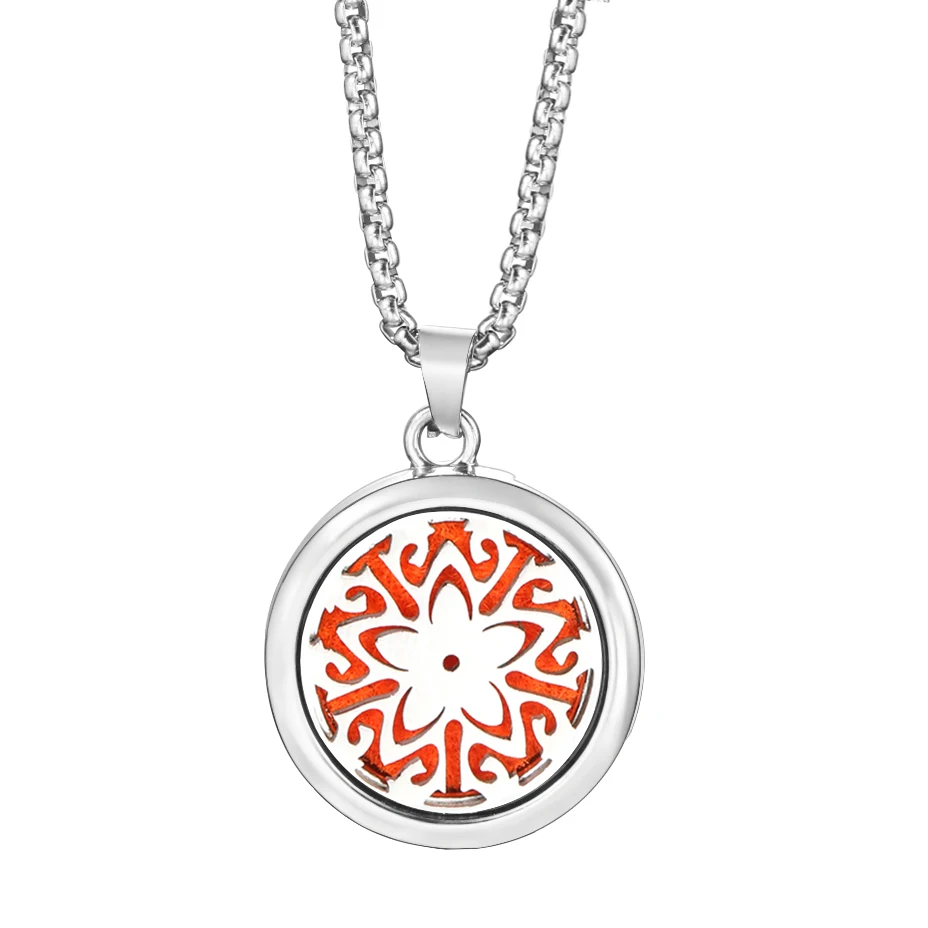 Collana Di Aromaterapia Nuovi Arrivi 20Mm Acciaio Inossidabile 316L Aromaterapia Medaglione Diffusore Di Profumo Di Olio Essenziale Collana 10Pads-M452_Twist_With_Chain