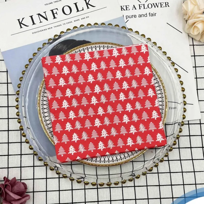 

Красочная подставка, Рождественская модель, Красная рождественская елка, складная подставка для ресторана, одноразовая салфетка, 33*33 см, 20 шт./ПАК