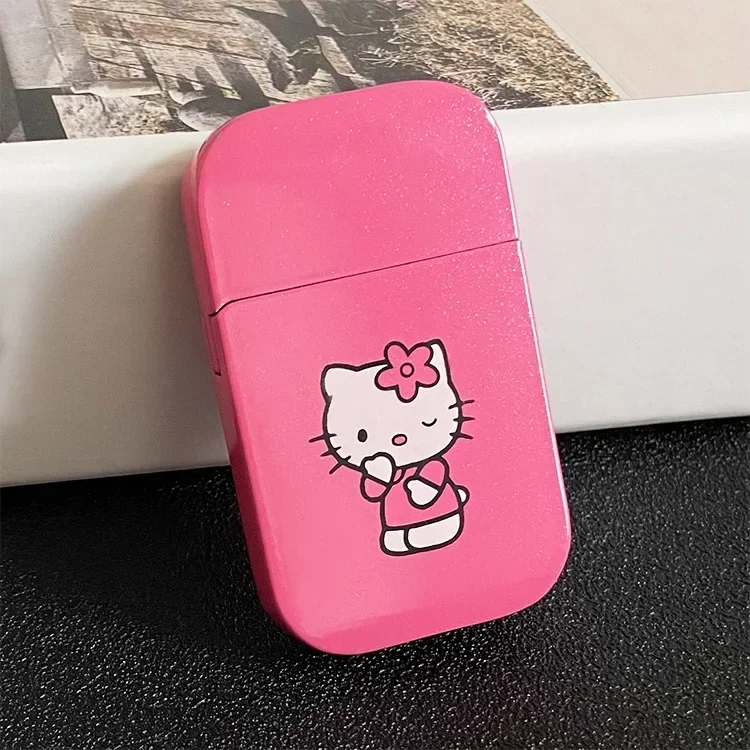 Creative Metal Windproof Hello Kitty Lighter Kawaii MyMelody Kuromi Cinnamo Sanrioed Red Flame Lighters Gift windproof lighter