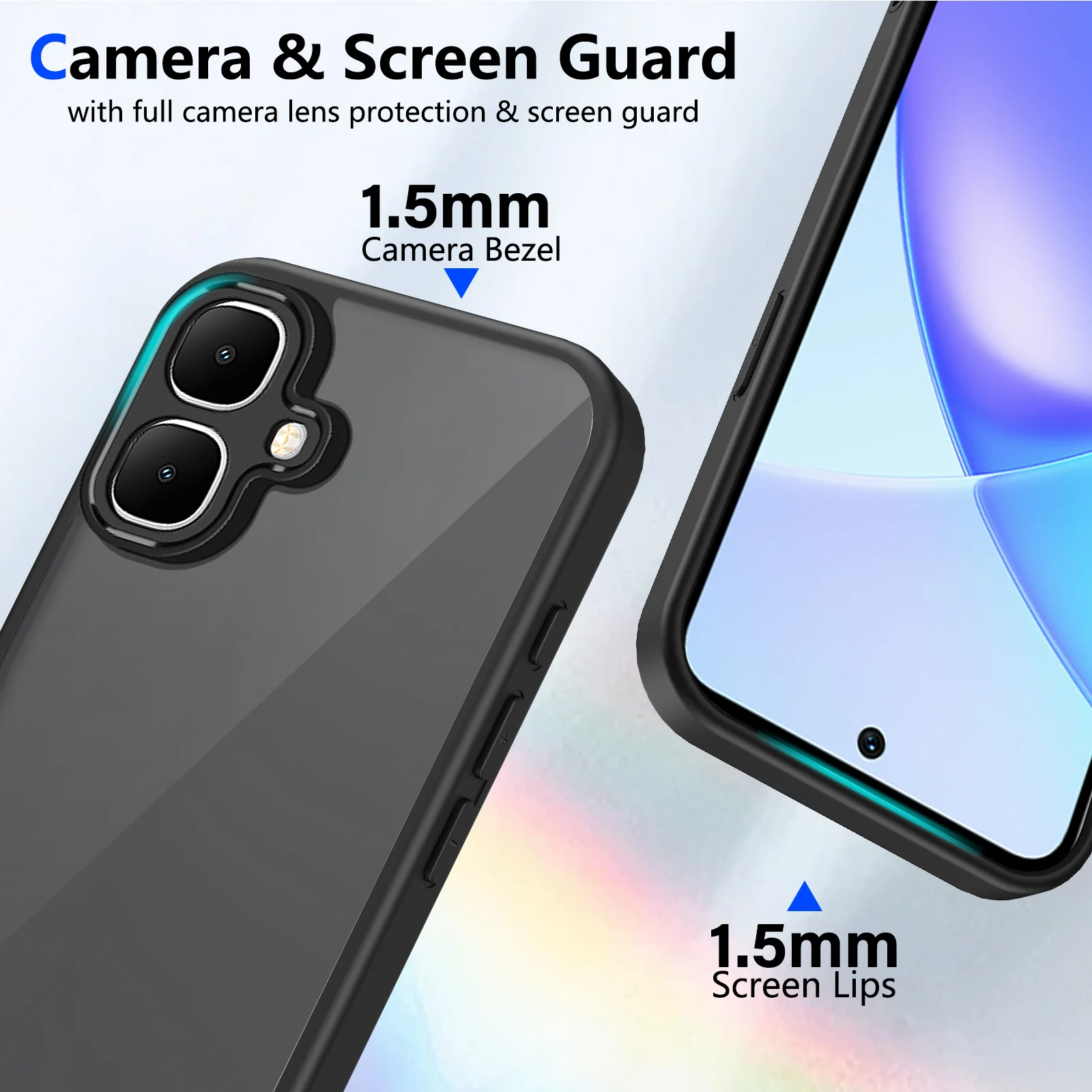 Enhanced Acrylic Frosted Semi-Transparent Phone Case with PC Back Cover
