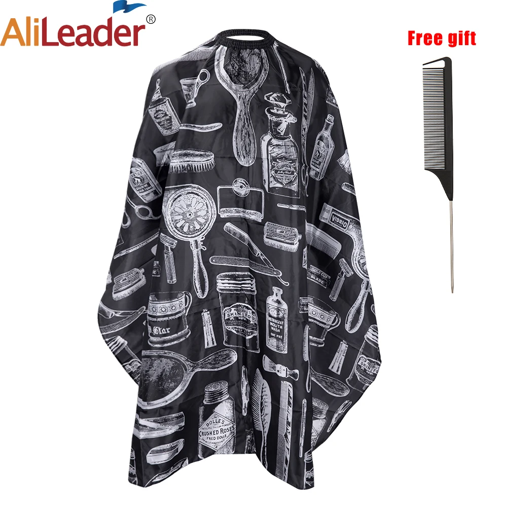 Soft Hairdresser Cape Black Pattern Gown Cloth Hair Cutting Cape Hairdressing Wrap Home Salon Cape Haircut Cape For Adult Child
