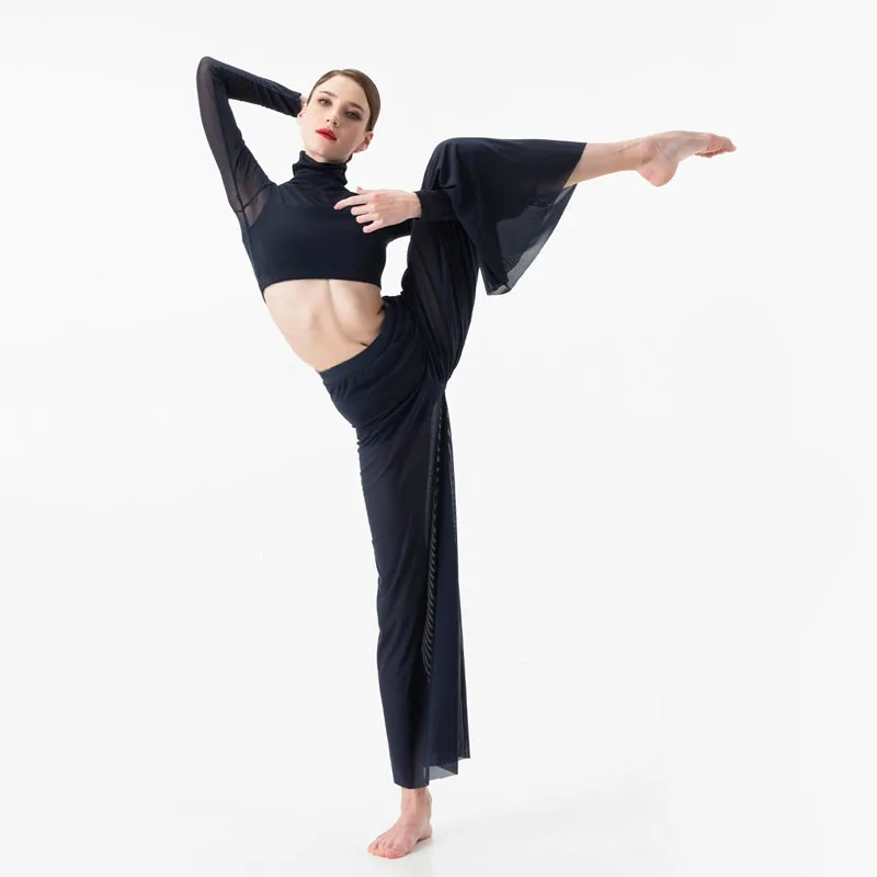 Traje de baile elegante para mujer, ropa de actuación de Ballet, clásico, moderno, contemporáneo, lírico, práctica, malla, Tops, Pantalones