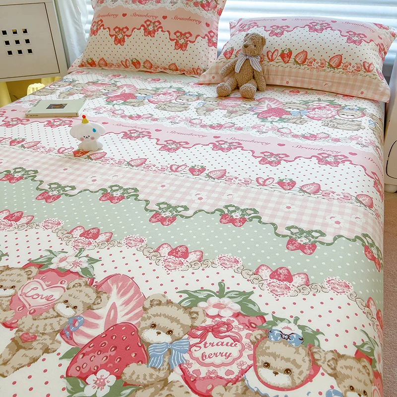 Cute Print Flat Bedsheet 100% Cotton Bed Linen Skin-friendly Flat Sheet Single/Double Sheets drap de lit (Pillowcase Need Order) 3