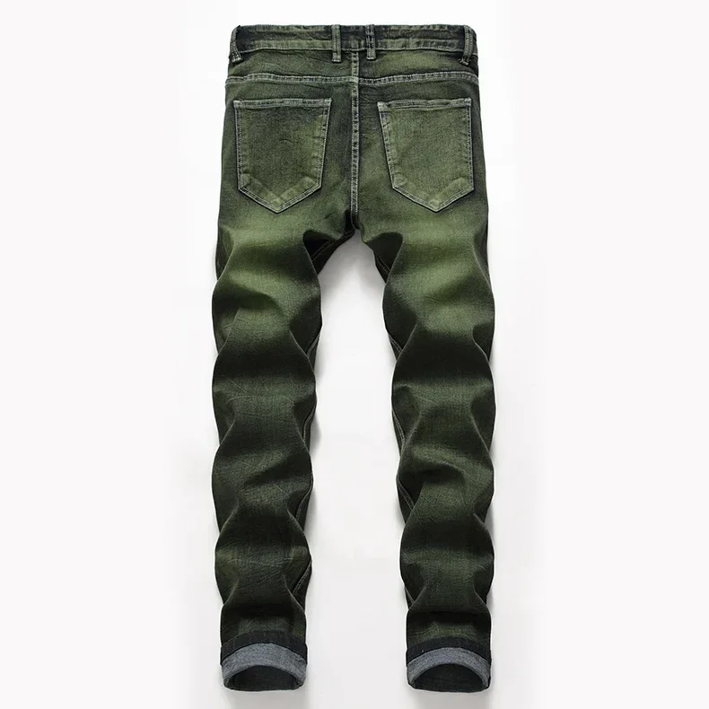 Jeans Denim Men New Green Stretch Plus Size Casual Straight Fashion Brand Classic High Quality Pants 2