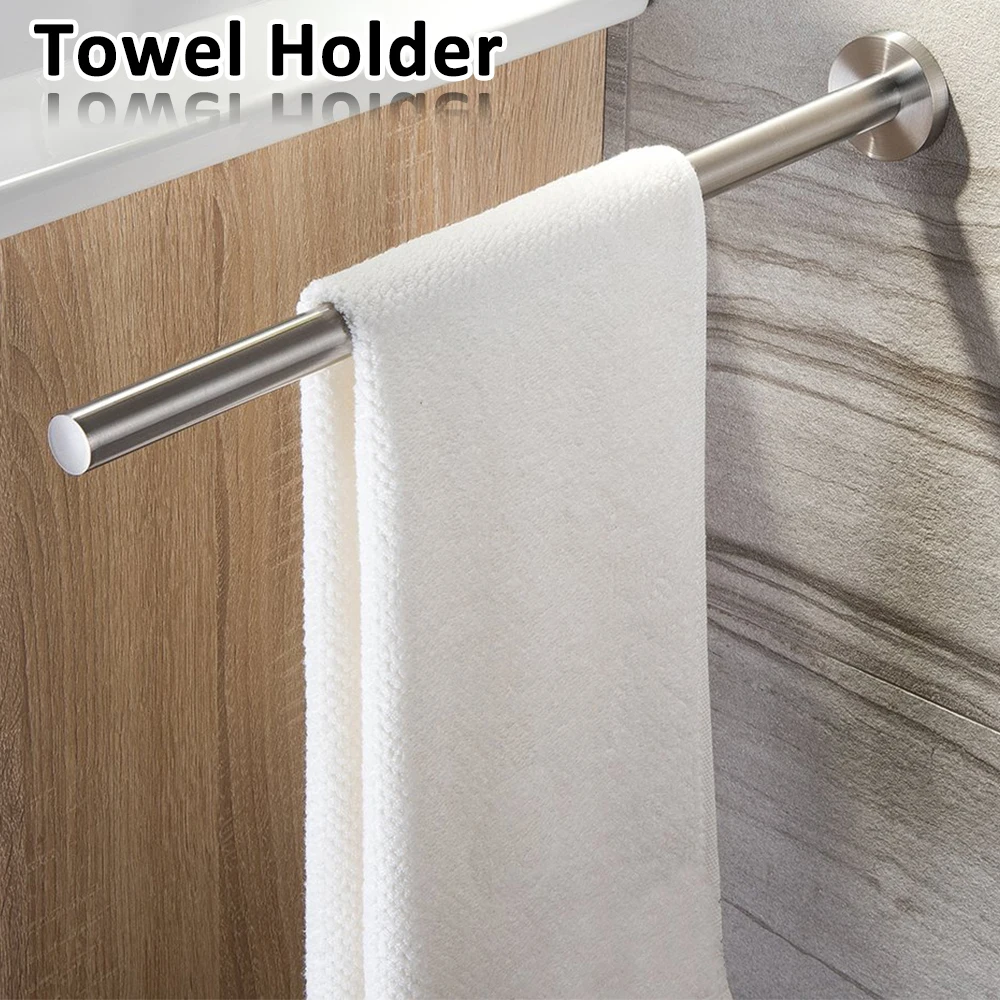 Sliver Towel Bar Bathroom Kitchen Stainless Steel Towel Rail Single Pole Wall Hanging Shelf Storage Organizer Racks towel rack towel holder