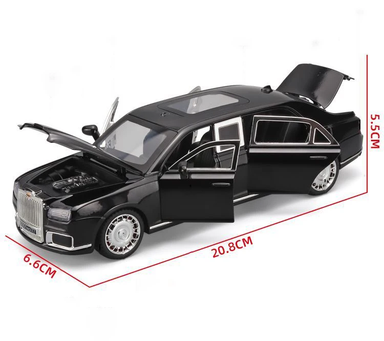 1:24 Aurus Senat Russian Presidential Diecast Car Model with Sound Light Gift 