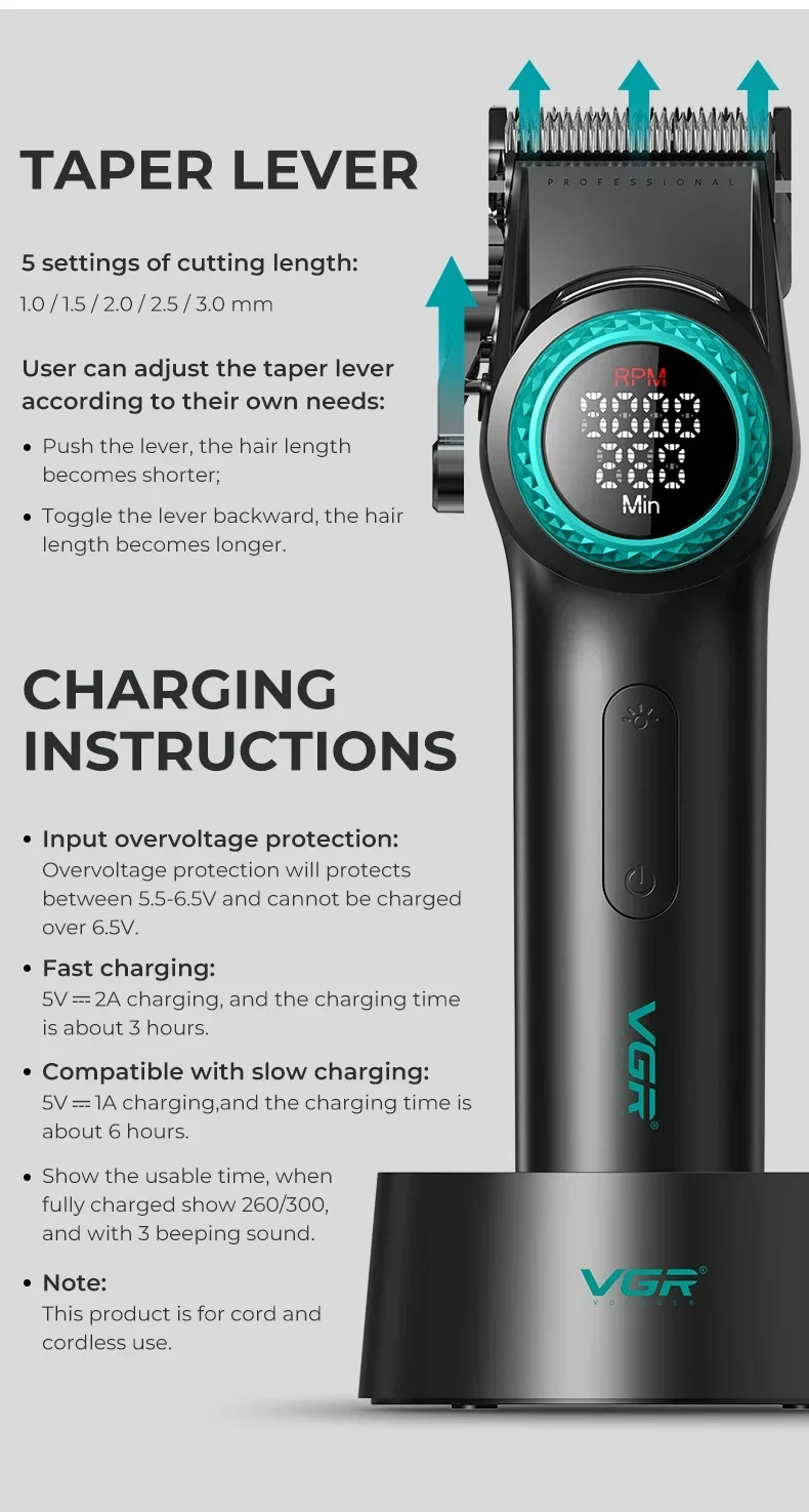 Trimmer Professional Hair Cutting Machine Cordless Hair Clippers Barber Electric