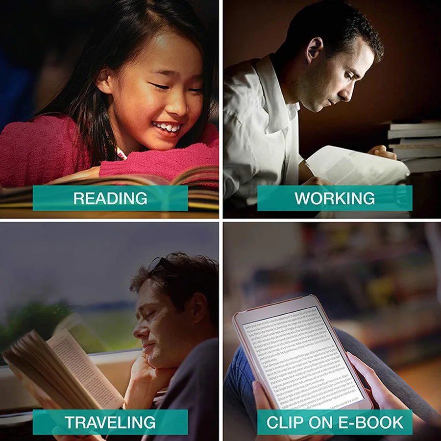 Stepless Dimming Rechargeable Clip-On Book Light with Adjustable Color Temperature
