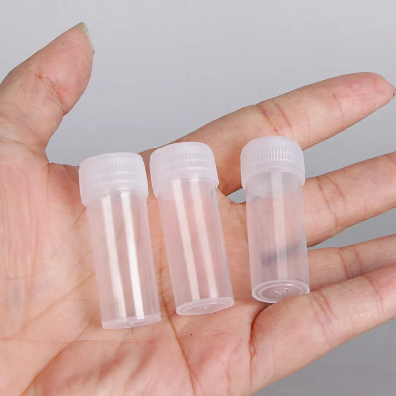 20pcs 5ml Plastic Sample Bottles Mini Clear Storage Vials Case Pill Capsule Storage Containers Jars Test Tube Pot For Lid mini swing ticket holder beads pole label snap double clips clear plastic sign clip price tag hanging loripos