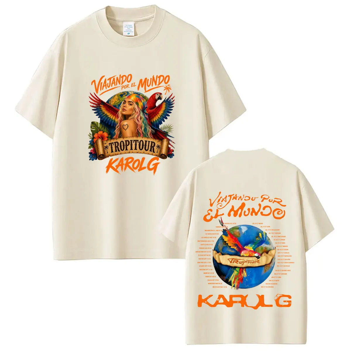 Karol G No Me Arrepiento De Sentir Tanto Album 2026 T-Shirt für Männer und Frauen Hip-Hop T-Shirt Kurzärmeliges Lässiges Lockeres Baumwoll-T-Shirt