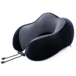 Luxurious U-Shaped Memory Foam Travel Neck Pillow with Massage Function for Ultimate Comfort and Cervical Support (Black)