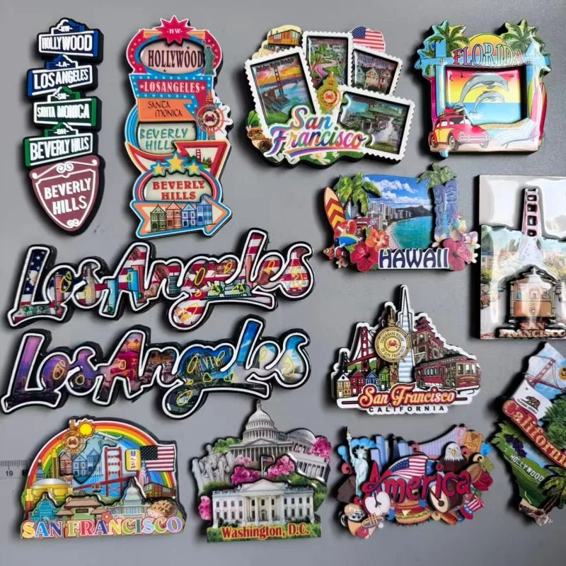 USA Fridge Magnets Los Angeles California Soft PVC Tourism Souvenirs Refrigerator Magnetic Sticker Home Decor Gift