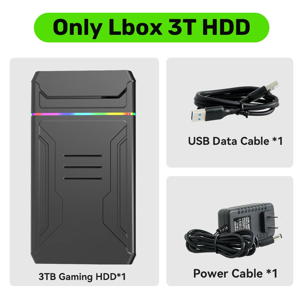 3T Gaming HDD Launchbox OS Retro-Spielekonsole für XBOX/PS4/Switch/PS3/PS2/PS1/WiiU/Wii/DC mit 10107 Spielen für Windows PC/Laptop