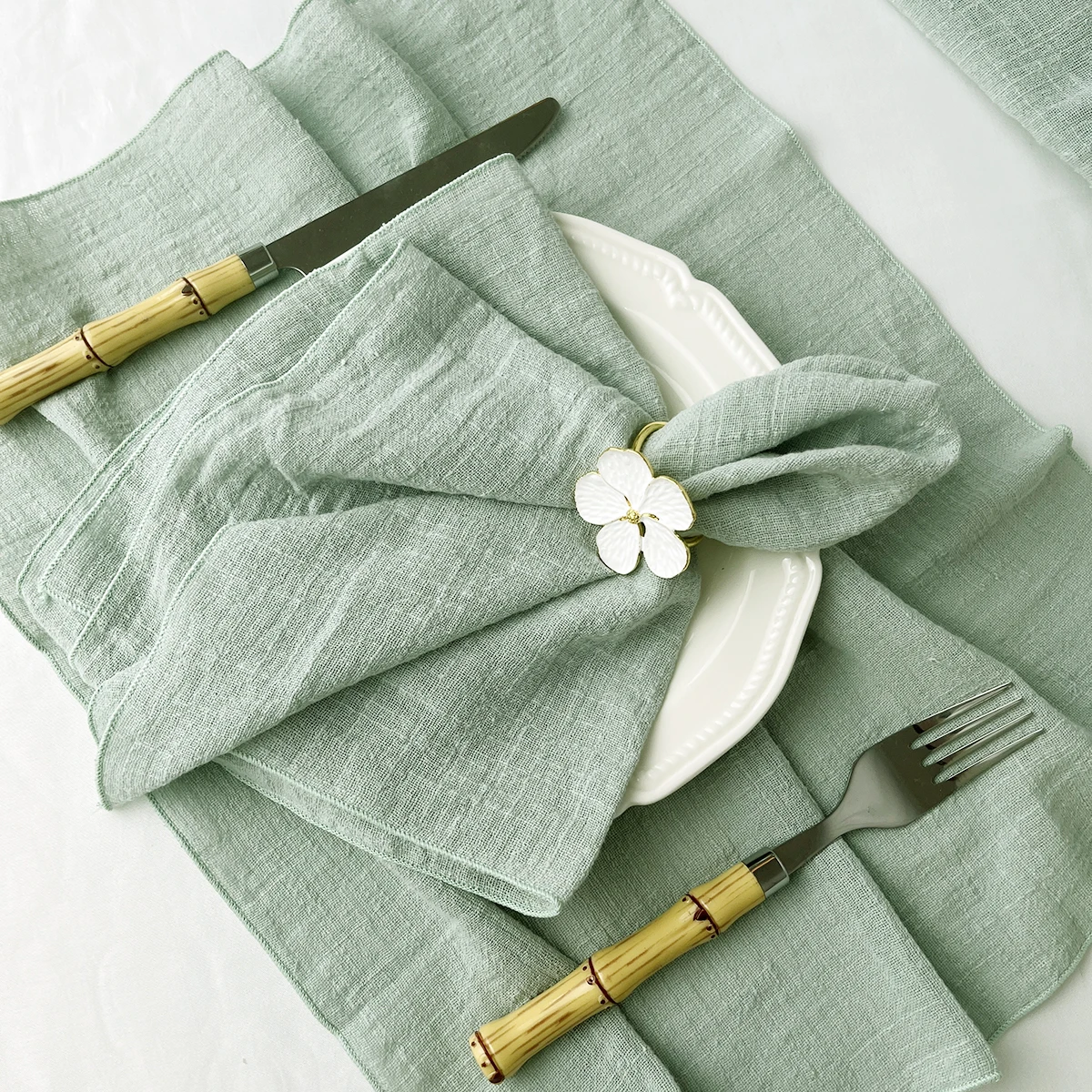 Set of6 Cotton Cloth Napkins Gauze 30x30cm Fabric for Wedding Decor Everyday Use Dinner Tea Towel Table Village Christmas Napkin 3