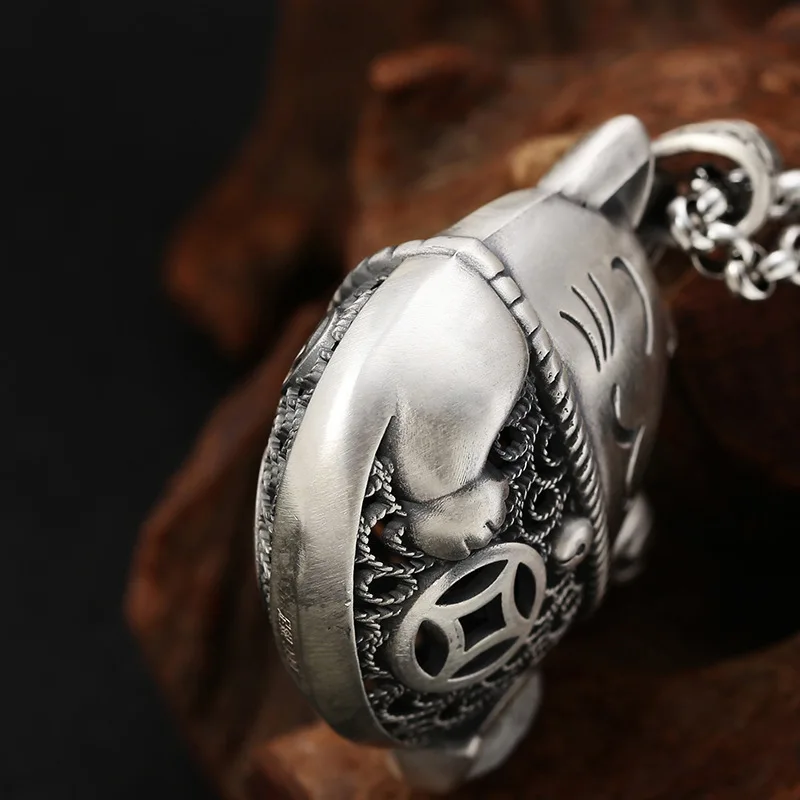 2023 Vintage Fashion Personality Lucky Cat Necklace Unisex Long Sweater Chain Banquet Jewelry Accessories Gift