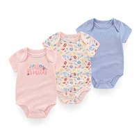 Kiddiezoom 3 Pcs/Lot Uniex Fashion Casual Cute Short Sleeve Baby Boy Girl Bodysuits Soft Infant Onesies 6