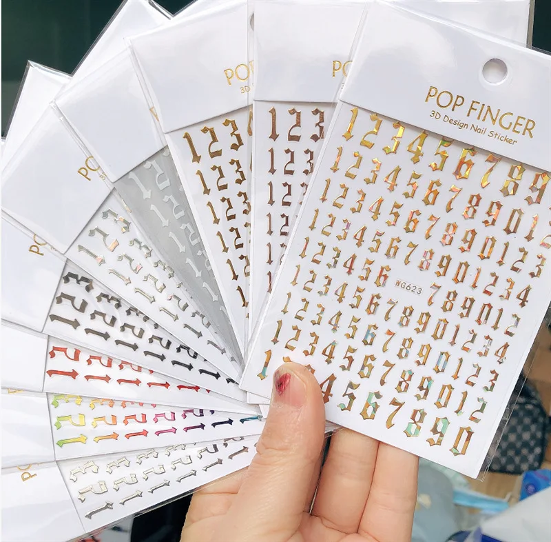 

Наклейки для дизайна ногтей с лазерными цифрами, голографические лазерные наклейки для скрапбукинга, женские наклейки для дизайна ногтей для девушек и женщин