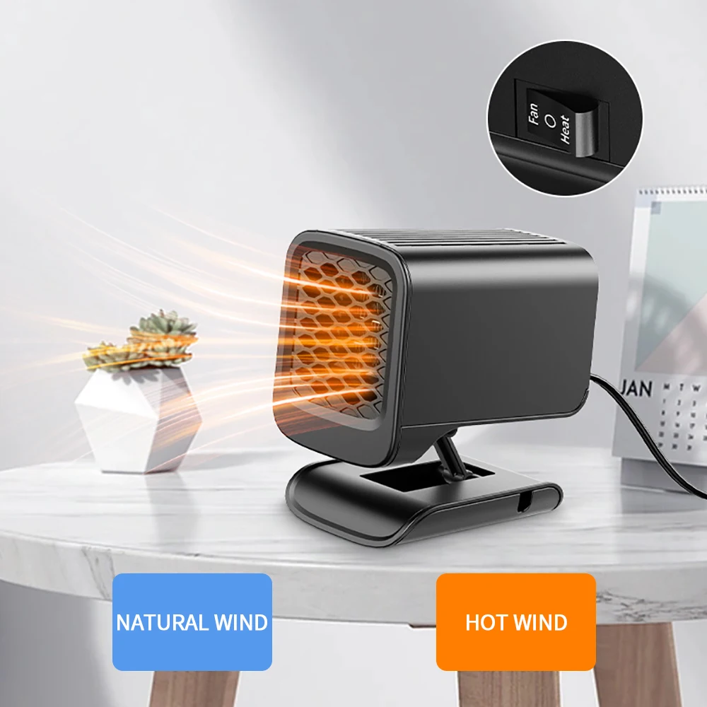 

2023 NEW 12/24V Portable Car Electric Heater 360 Rotating Car Fast Heating Fan Auto Windshield Defrosting Defogging Heater