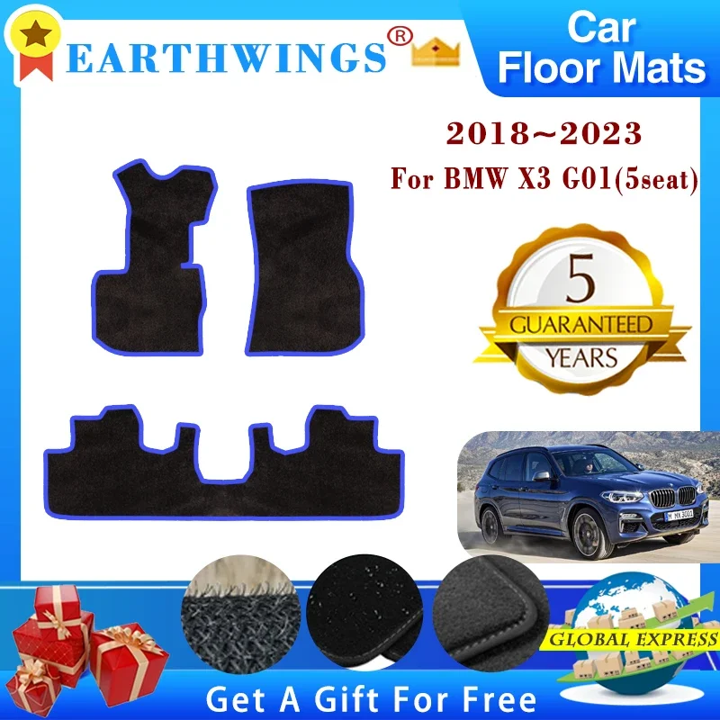 

Car Floor Mat For BMW X3 G01 MK3 2018 2019 2020 2021 2022 2023 5Seat Luxury Foot Carpet Foot Full Set Pads Rugs Auto Accessories