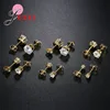 6 Pairs 3/4/5/6/7/8MM Mix Size 925 Silver Needle Rhinestone Claw Setting Simple Classic Stud Earrings for Man Woman Girl Boy 4