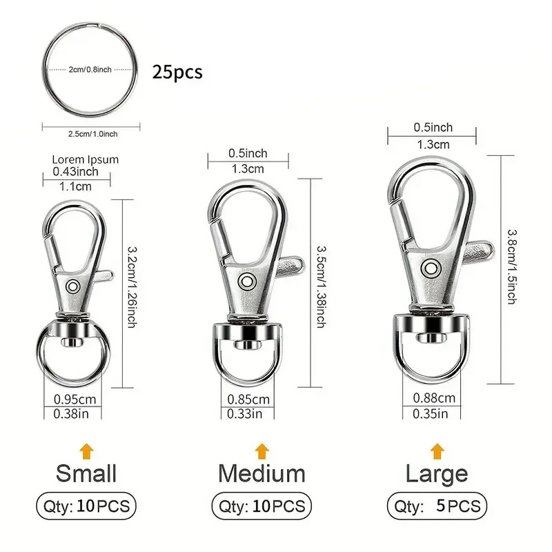Keychain Craft Kit: Clips, Hooks, Rings, and Lobster Claw Clasps