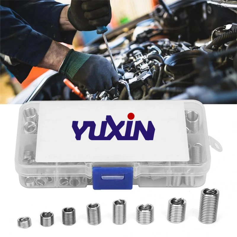 M6 M8 Stainless Steel Threaded Insert Coiled Wire Screw Bushing Helicoil Thread Repair Set Helical Thread Recovery Kit 110Pcs