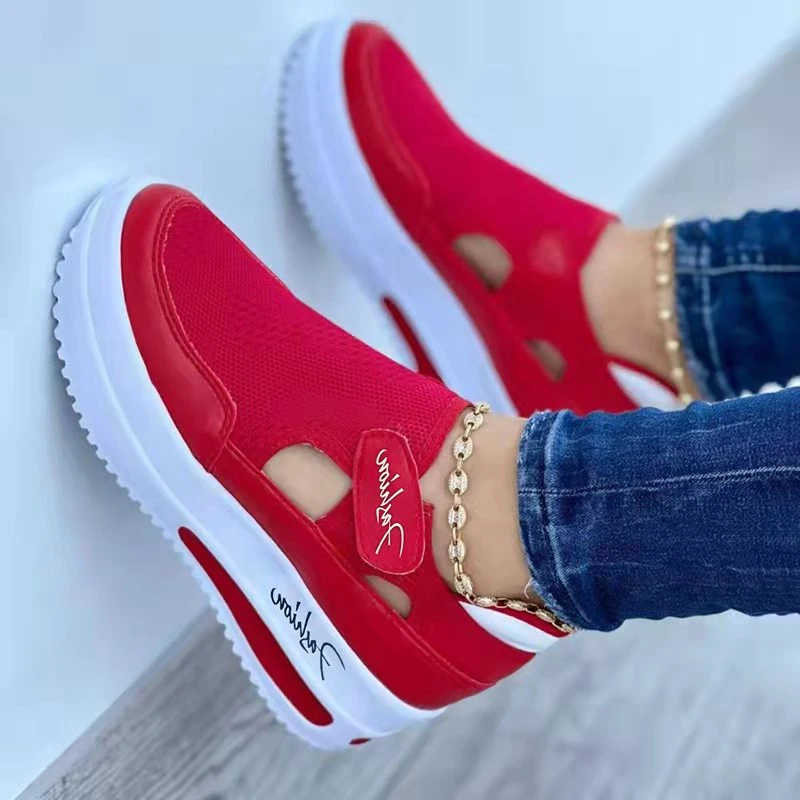 Zapatillas de deporte rojas para mujer, zapatos de tenis lona, zapatillas deportivas informales para mujer, zapatillas de plataforma para correr, y verano, 2022| | AliExpress