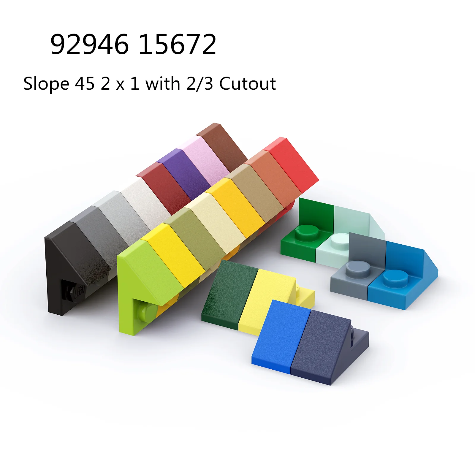 1-pcs-buildings-blocks-92946-15672-slope-45-2-x-1-with-2-3-cutout
