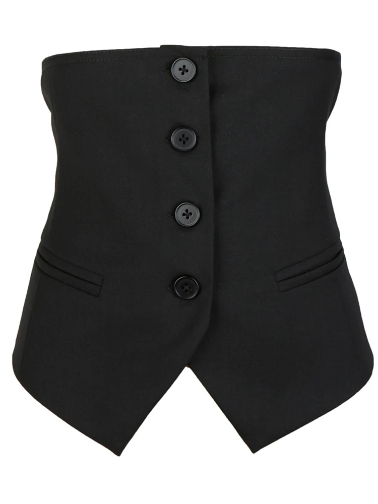 [EAM] Women Black Button Split Joint Asymmetrical Loose Fit Vest New Sleeveless   Fashion Tide Spring Autumn 2025 1K371 4