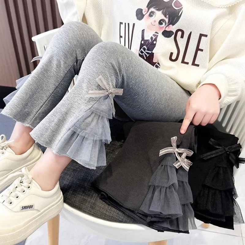 Girls Leggings Bow-Knot Children's Pants Knitting Kids Trousers Elastic Baby Leggings Cotton New Spring Autumn