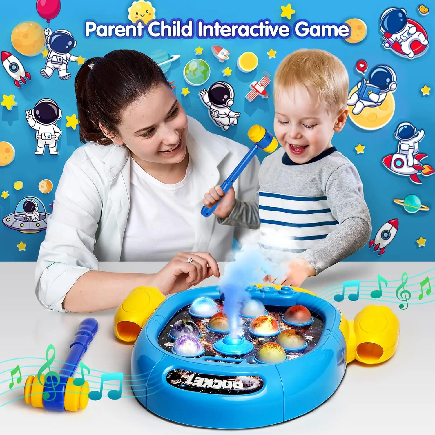 Whack Game Mole Toy for Toddler kids Large Universe Spray Game Machine Whack-a-Mole Toy with Spray Sounds & Light Halloween Gift 6