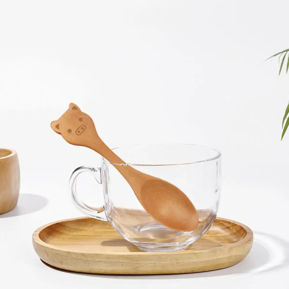 Durable Wooden Spoons Long-lasting Wooden Spoons Adorable Versatile Wooden Spoons for Kids 5 Cute Cartoon for Children's