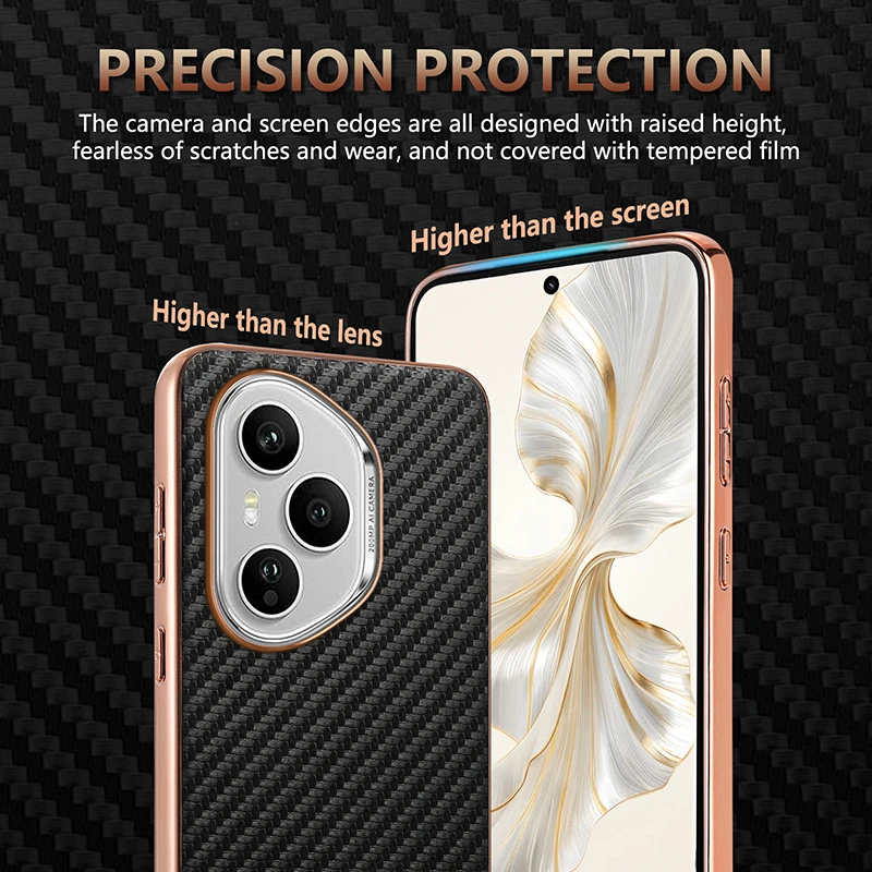Luxury PU Plating Carbon Fiber Protective Back Cover