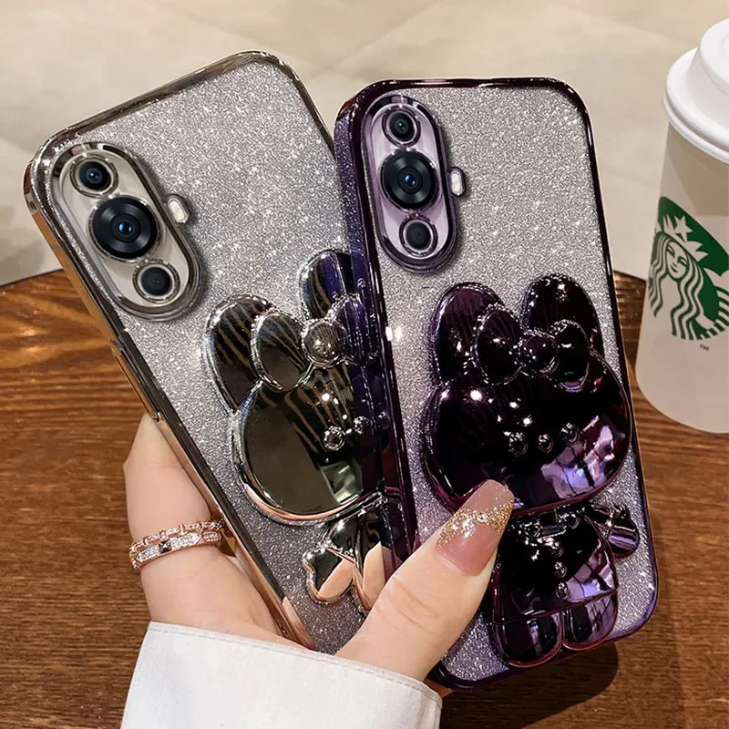 Luxury Glitter Mirror Rabbit Holder Shockproof Case