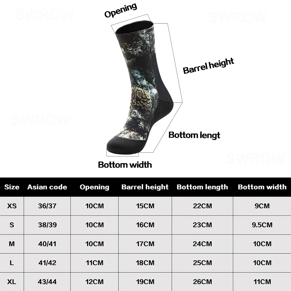 5mm/3mm CR neoprene Diving Socks Camouflage beach Swimming keep warm Scuba