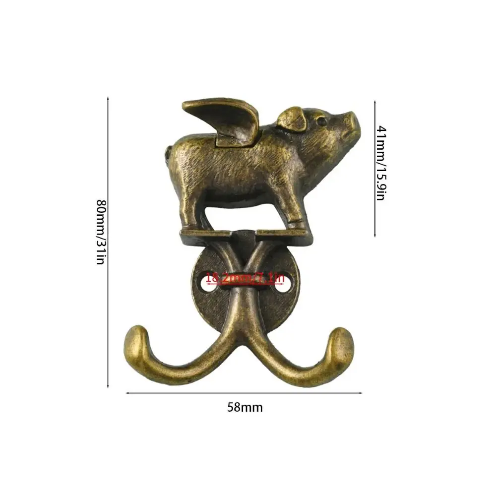New Heavy Duty Flying Pig Wall Hook Vintage Decorative with Screws Coat Hooks Towel Hooks for Kitchen Bathroom Bedroom
